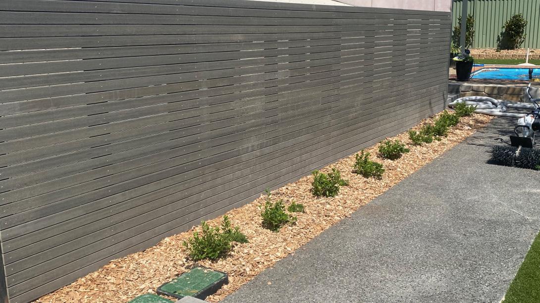 Dark Grey Horizontal Slat Fence