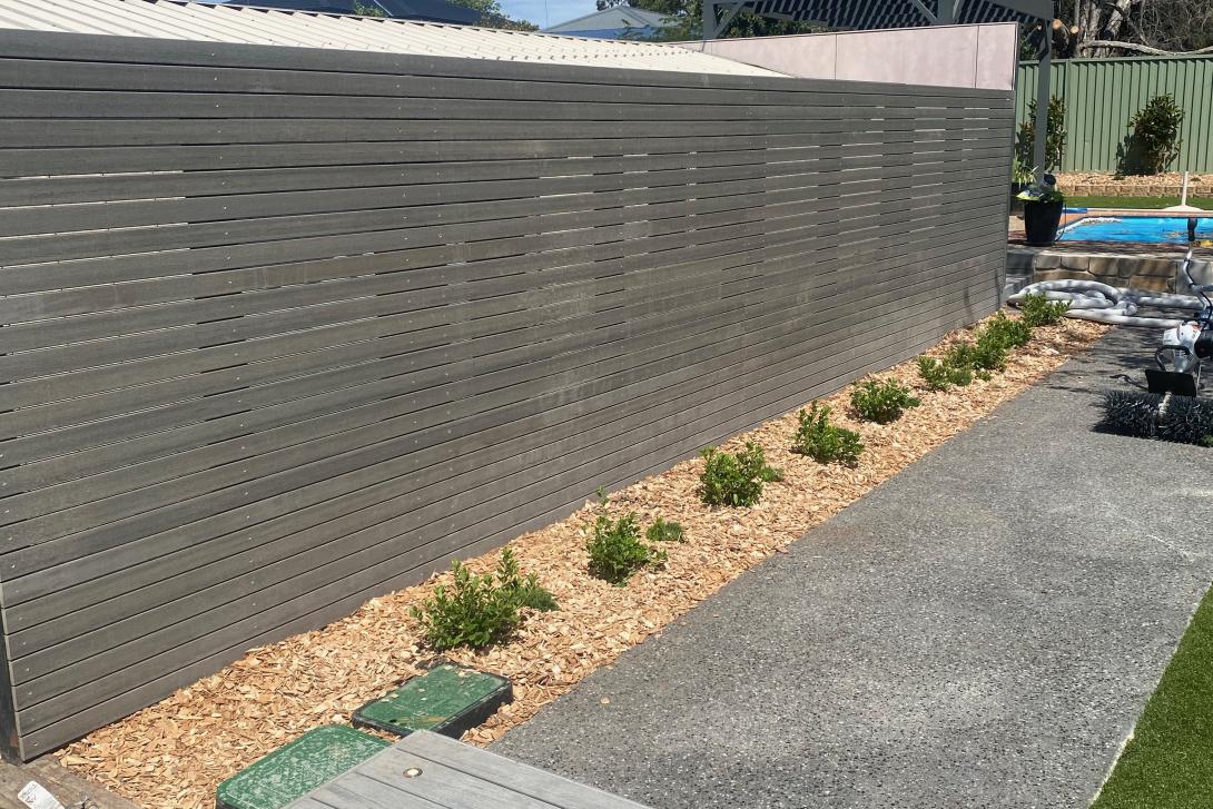 Dark Grey Horizontal Slat Fence